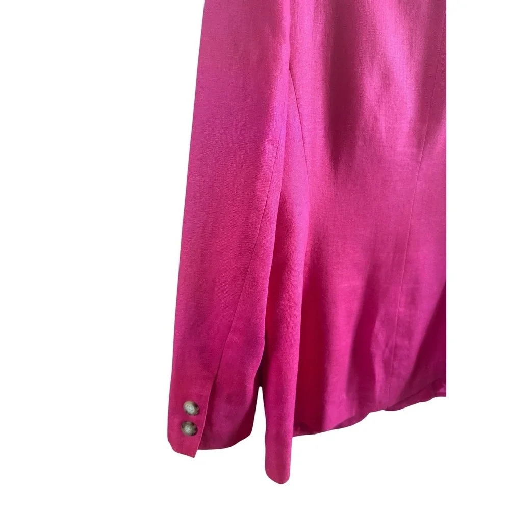 Vintage Talbots Hot Pink Linen Women's Blazer Jacket Size 8 Barbiecore‎